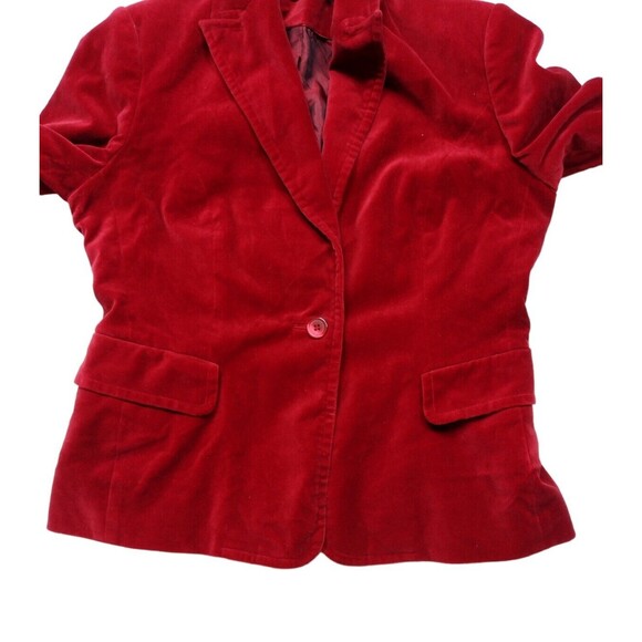 Valerie Stevens Petite 8P Jacket Red Velour Padded Shoulders Faux Pockets - Picture 4 of 9
